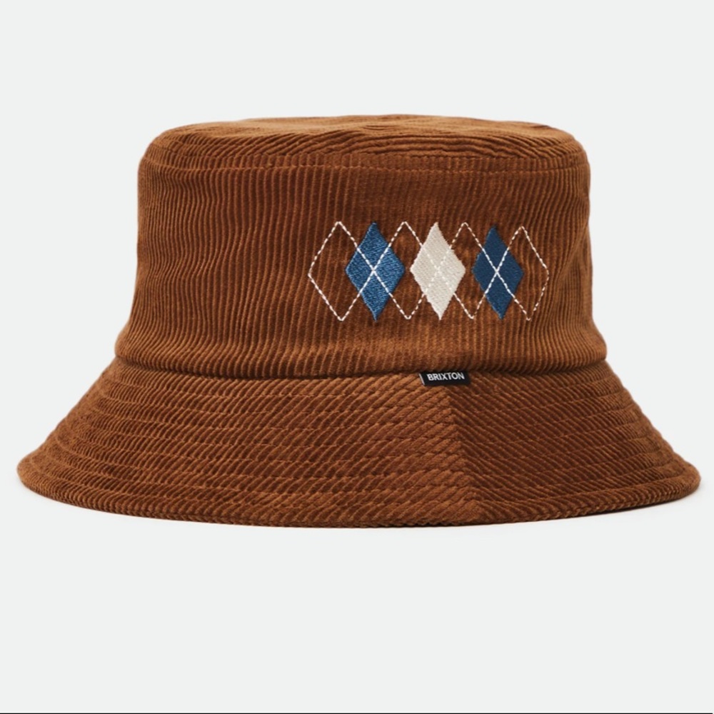 Brixton x Free People Gramercy Packable Bucket S / M Brown Blue Corduroy Hat - Picture 8 of 11